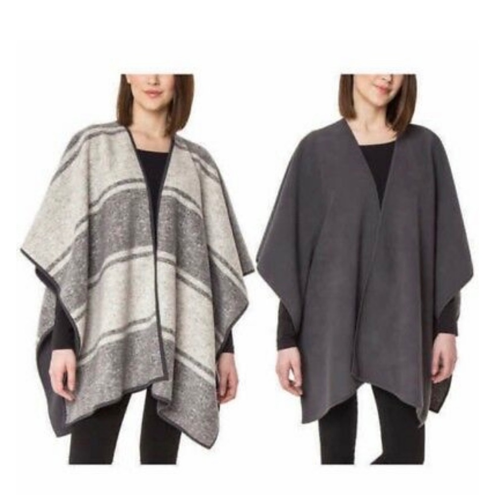 Gray fleece poncho/wrap one size